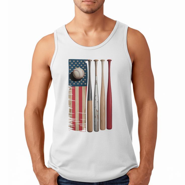 Patriotic USA Flag American Baseball Dad 4th Of July Men Tank Top