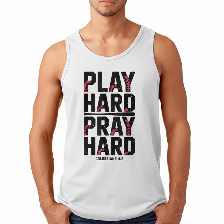Play Hard Pray Hard Youth Boy Christian Baseball Jesus Men Tank Top