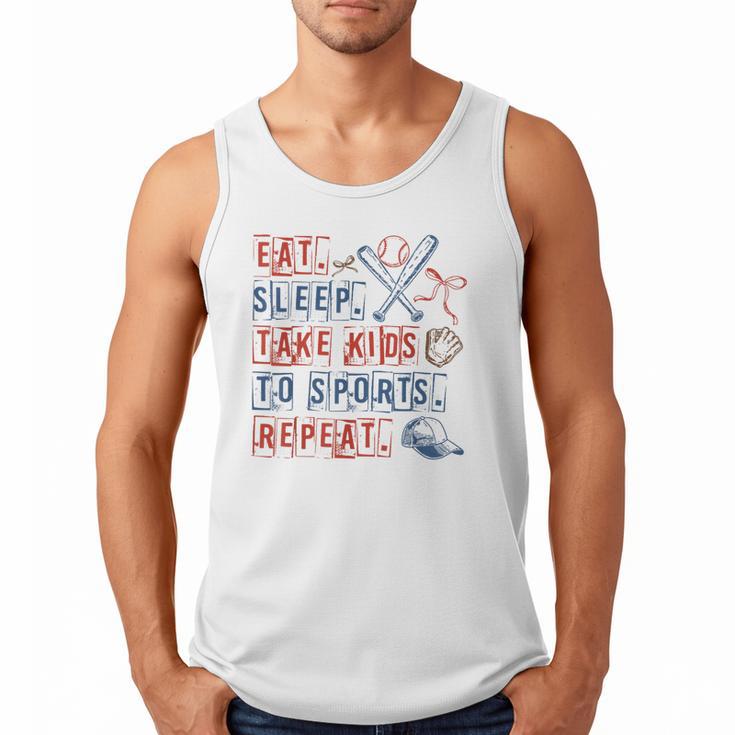 Retro Eat Sleep Take Kids To Sports Repeat Game Day Baseball Men Tank Top