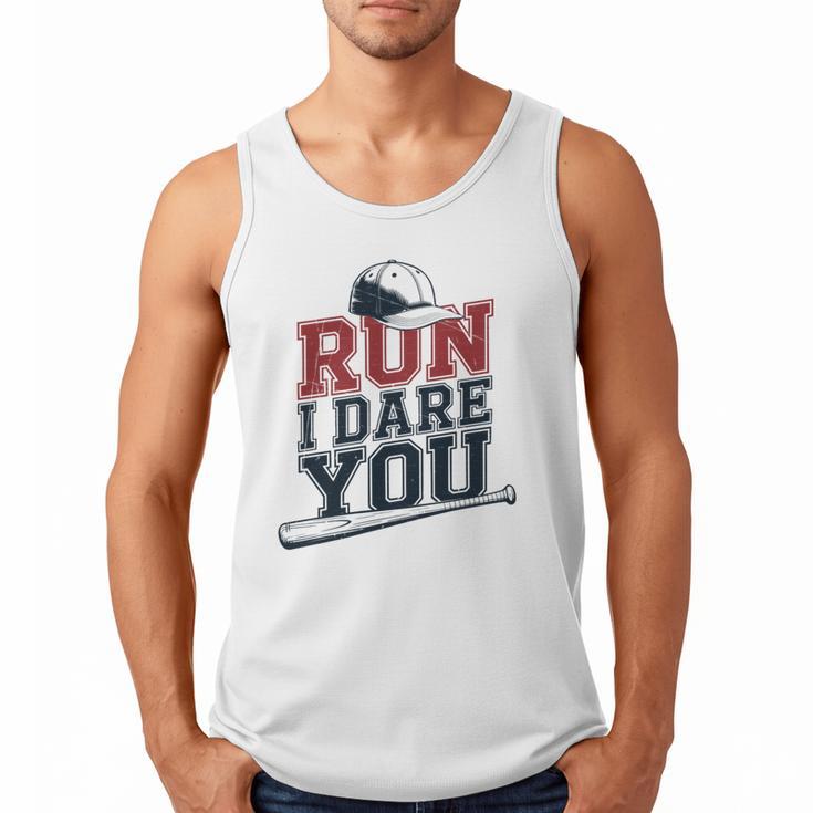 Run I Dare You Baseball Catcher Player Fan Men Tank Top