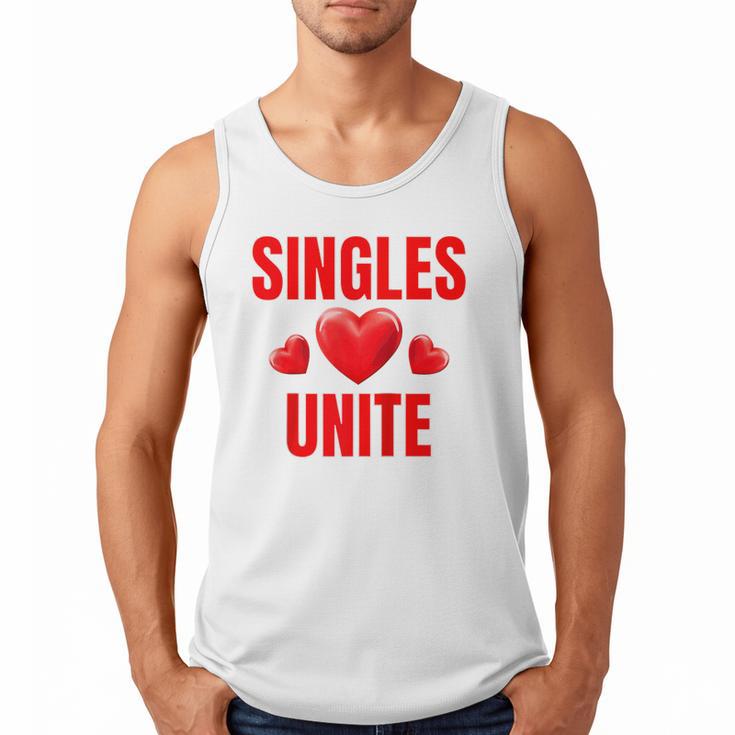 Singles Unite Valentines Day Humor For Singles Raglan Baseball Tee Men Tank Top
