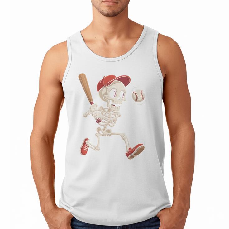 Skeleton Batting Baseball Halloween Boys Men Kids Men Tank Top