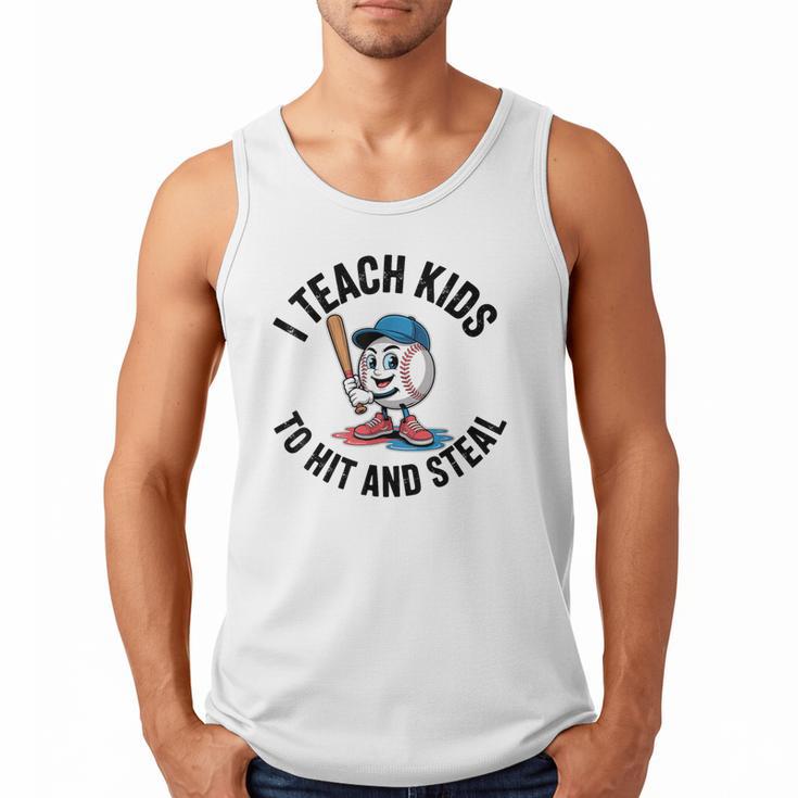 I Teach Kids To Hit And Steal Baseball Softball Coach Men Tank Top