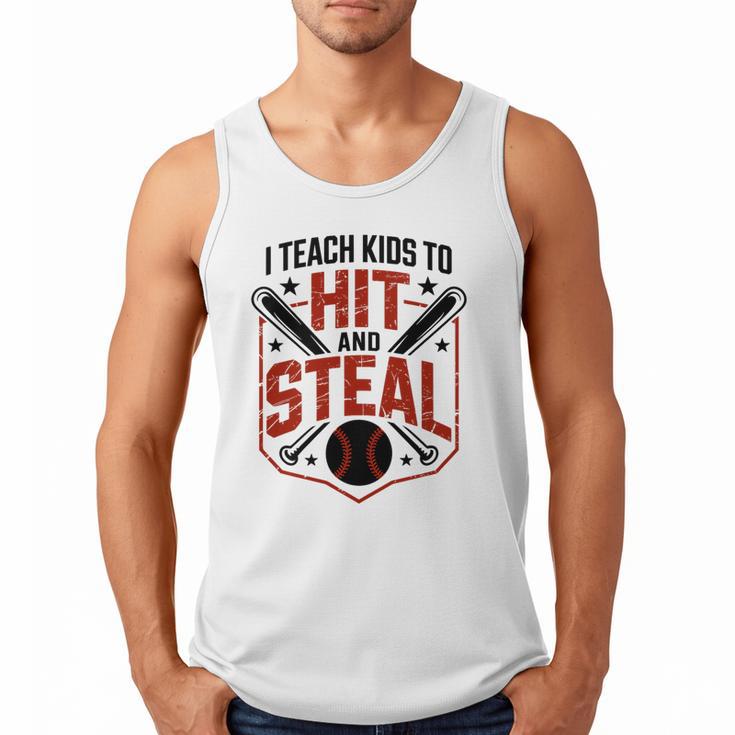 I Teach Kids To Hit And Steal Baseball Softball Coach Premium Tri-Blend Men Tank Top