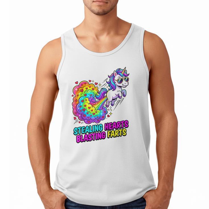 Unicorn Fart Valentine Stealing Hearts Blasting Farts Raglan Baseball Tee Men Tank Top