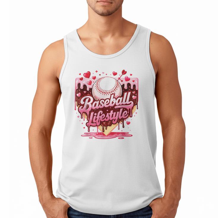 Valentine Baseball Lifestyle Home Plate Ice-Cream Drip Boys Men Tank Top