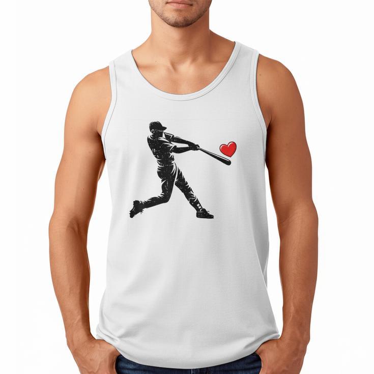 Valentines Day Baseball Batter Silhouette Heart Men Boys Kid Men Tank Top