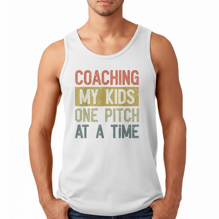 Vintage Baseball Dad Coaching My Kids One Pitch At A Time Men Tank Top