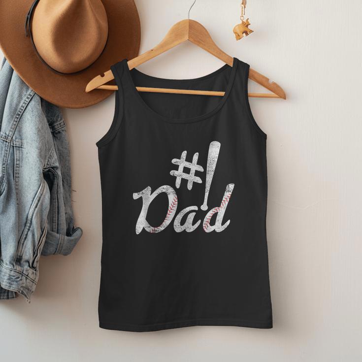 Baseball Player Dad Papa Fathers Day Number One Baseball Dad Men Tank Top