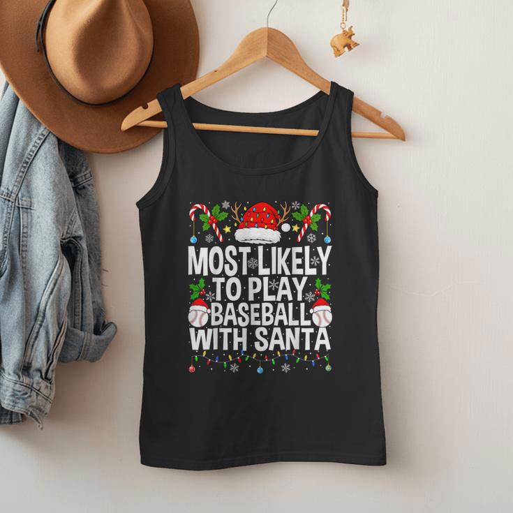 Most Likely To Play Baseball With Santa Christmas Baseball Men Tank Top