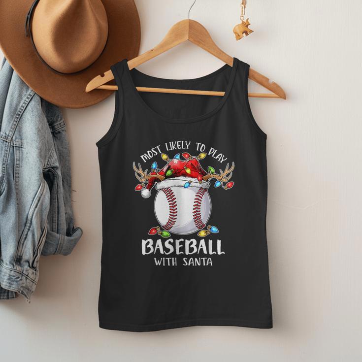 Most Likely To Play Baseball With Santa Christmas Xmas Men Tank Top
