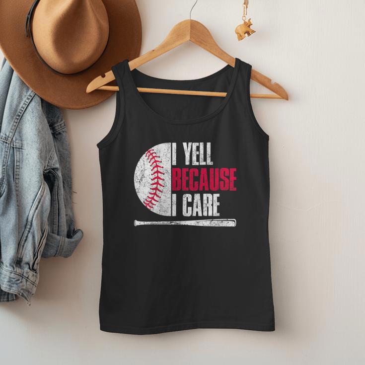 Vintage Baseball Fan I Yell Because I Care Baseball Dads Men Tank Top