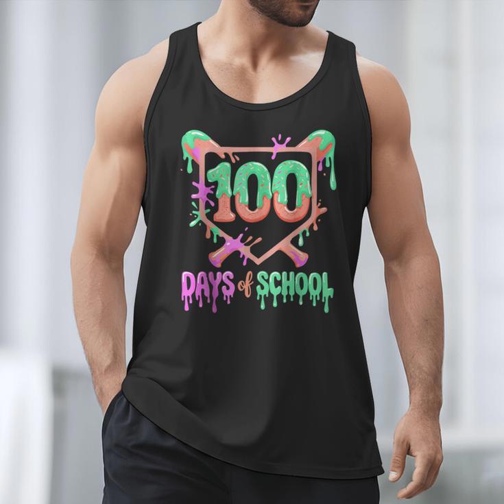 100 Days Of School Baseball Ice Cream Drip 100th Day Player Men Tank Top