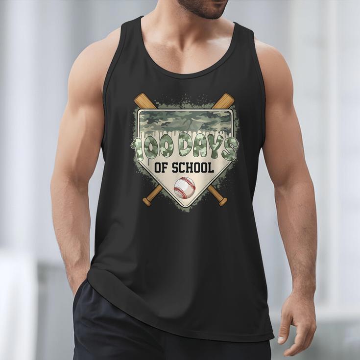 100 Days Of School Home Plate Camo Baseball Dripping Boys Men Tank Top