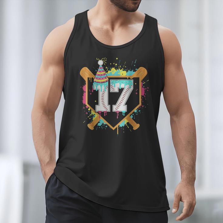 17th Birthday Baseball Drip Number 17 Year Old Birthday Boy Men Tank Top