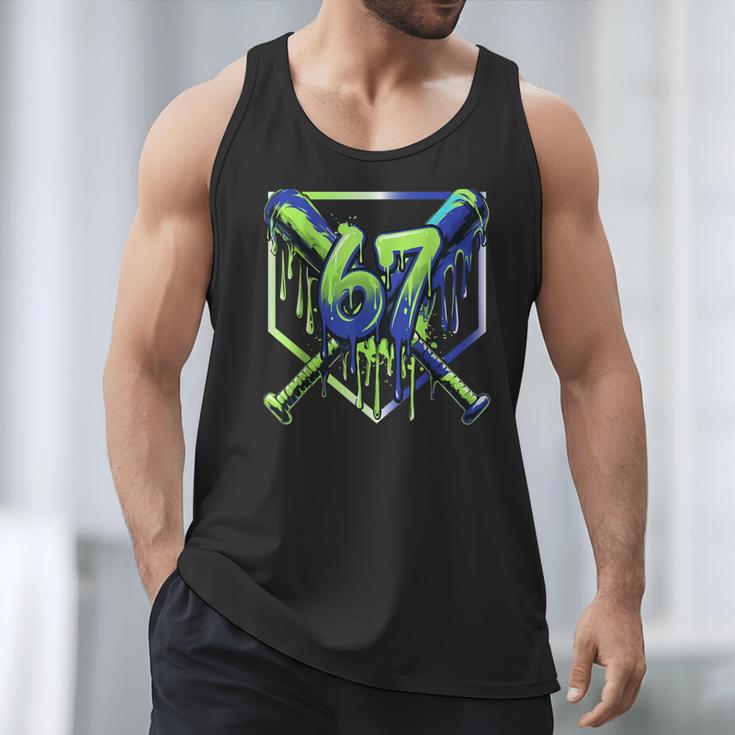 67 Baseball Drip Effect Urban Tee Style 6-7 Meme Graphic Men Tank Top