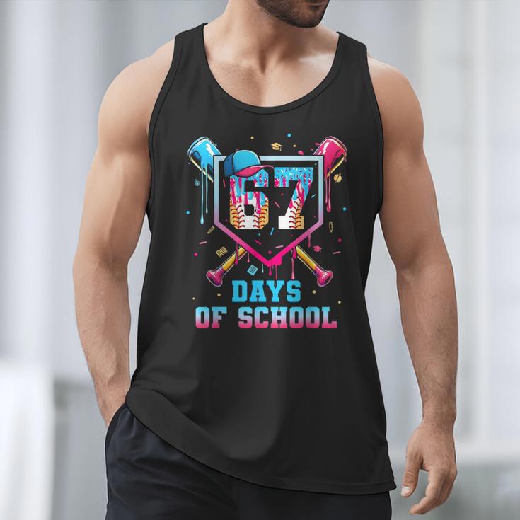 67 Days Of School 67th Day Baseball Meme Men Boys Kids Men Tank Top
