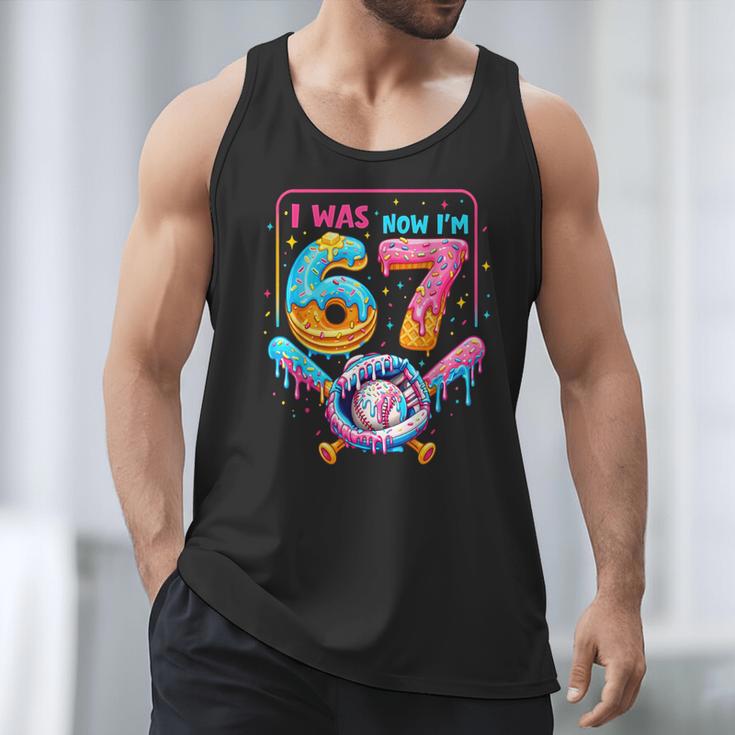 7th Birthday Boys I Was 6 Now I'm 7 Baseball Ice Cream Drip Men Tank Top