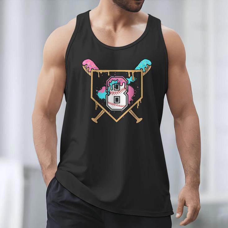 8th Birthday Baseball Bat Ice-Cream Drip 8yrs Old Boys Girls Men Tank Top