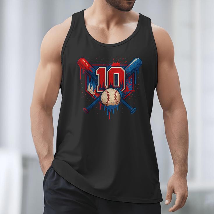 Baseball 10 Year Old Splash Drip 10th Birthday Boy Number 10 Men Tank Top Baseball 10 Year Old Splash Drip 10th Birthday Boy Number 10 Men Tank Top