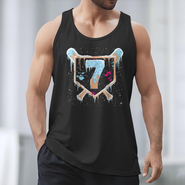 Baseball 7 Year Old Ice Cream Drip 7th Birthday Boy Number 7 Men Tank Top