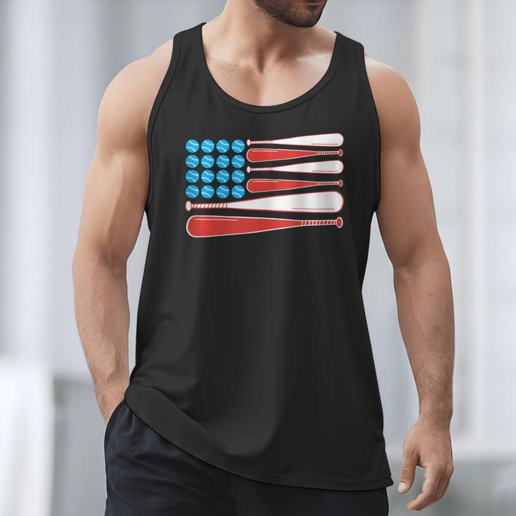 Baseball American Flag Patriotic USA Pride Men Tank Top
