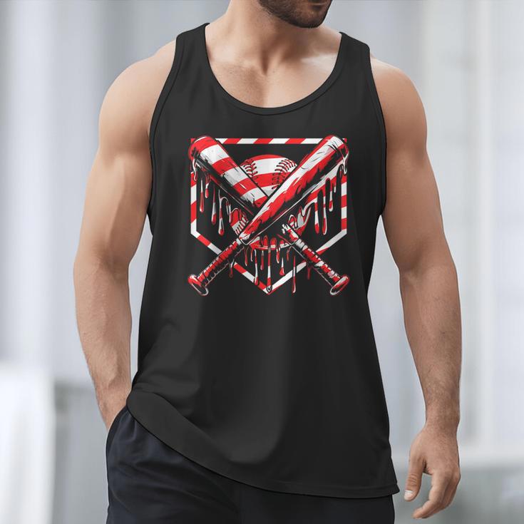Baseball Candy Cane Christmas Baseball Ice Cream Drip Boys Men Tank Top Baseball Candy Cane Christmas Baseball Ice Cream Drip Boys Men Tank Top