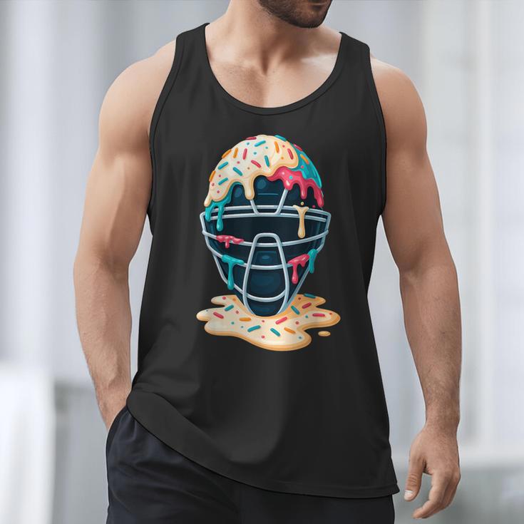 Baseball Catcher Mask Ice Cream Dripping Baseball Boy Youth Men Tank Top
