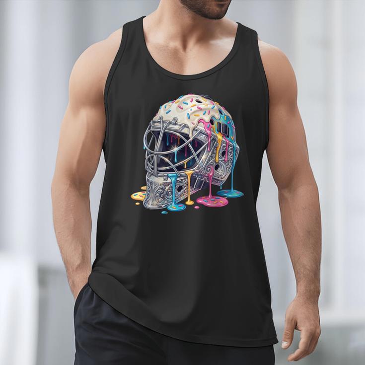 Baseball Catcher Mask Ice Cream Dripping Baseball Boys Men Tank Top