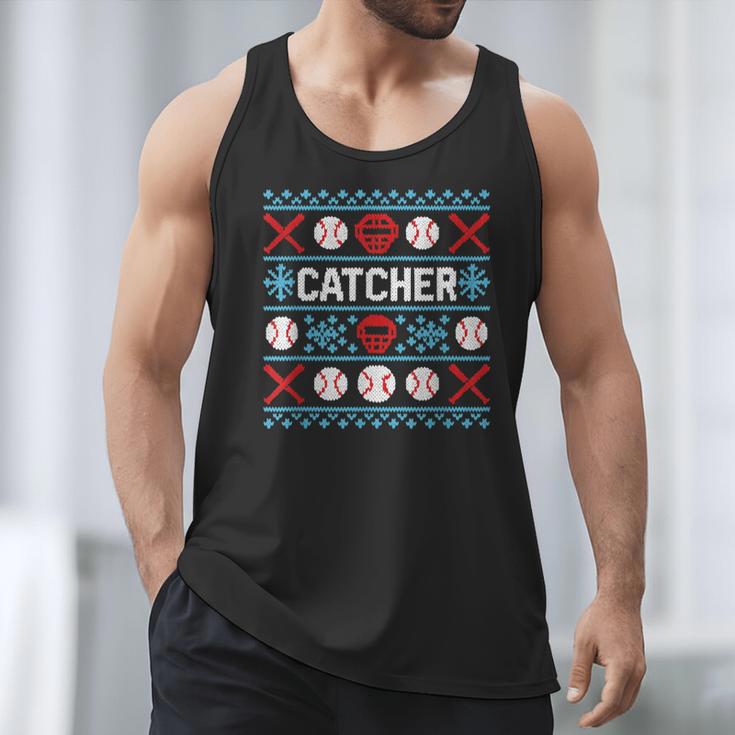 Baseball Catcher Ugly Christmas Sweater Pattern Sports Xmas Men Tank Top Baseball Catcher Ugly Christmas Sweater Pattern Sports Xmas Men Tank Top