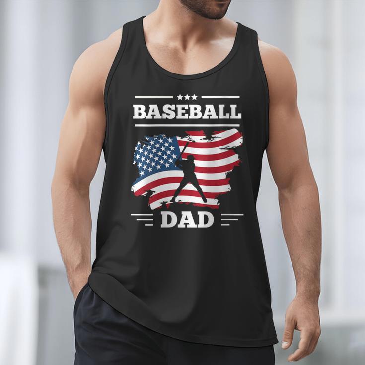 Baseball DAD American Flag Patriotic Father's Day Men Tank Top