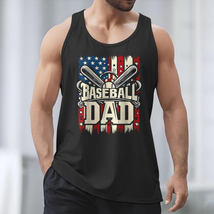 Baseball Dad American USA Flag Dada Men Baseball Fathers Day Men Tank Top