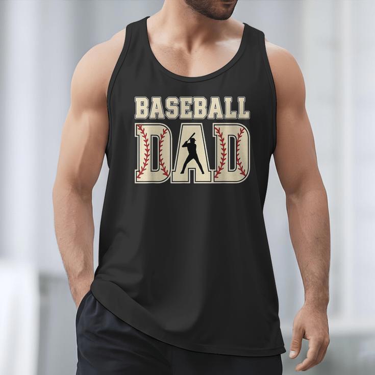Baseball Dad Distressed Bold Stitch Graphic Sports Father Men Tank Top