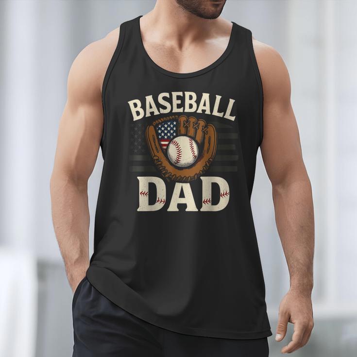 Baseball Dad Fathers Day American USA Flag Men Boys Kids Men Tank Top