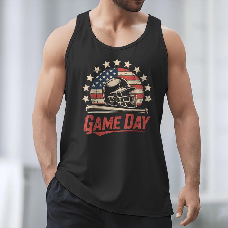 Baseball Dad Game Day USA Flag Men Tank Top Baseball Dad Game Day USA Flag Men Tank Top