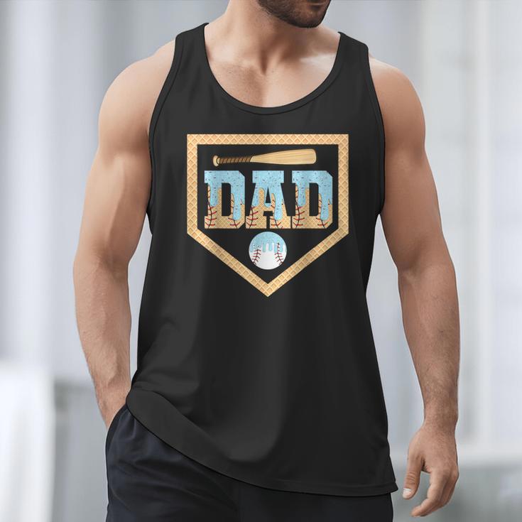 Baseball Dad Ice Cream Drip Home Plate Bat Cool Fathers Day Men Tank Top Baseball Dad Ice Cream Drip Home Plate Bat Cool Fathers Day Men Tank Top