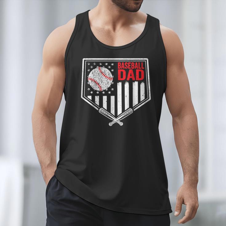 Baseball Dad Men USA American Flag Fathers Day 4th Of July Men Tank Top