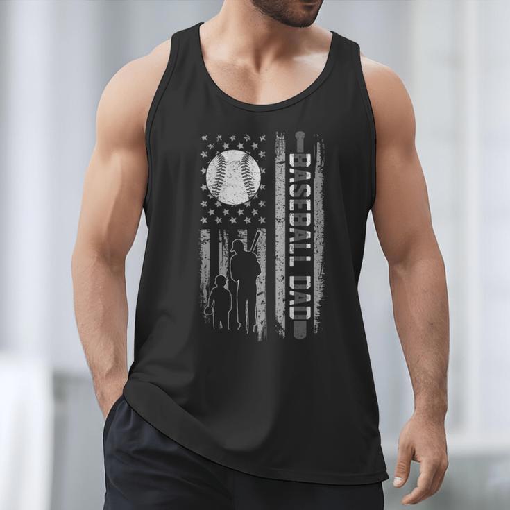 Baseball Dad Silhouette Bat Flag Stars Men Tank Top Baseball Dad Silhouette Bat Flag Stars Men Tank Top