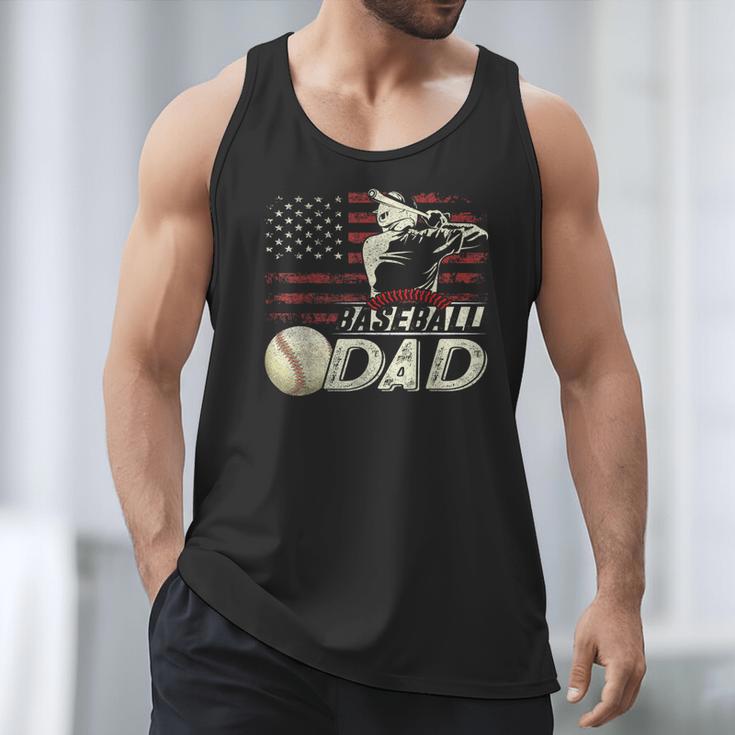 Baseball Dad US Flag For Dad Men Patriotic Fathers Day Men Tank Top