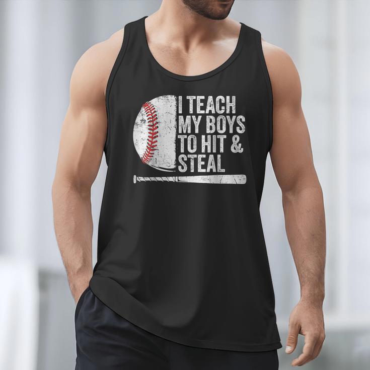 Baseball Dads Baseball Dad I Teach My Boys To Hit And Steal Men Tank Top