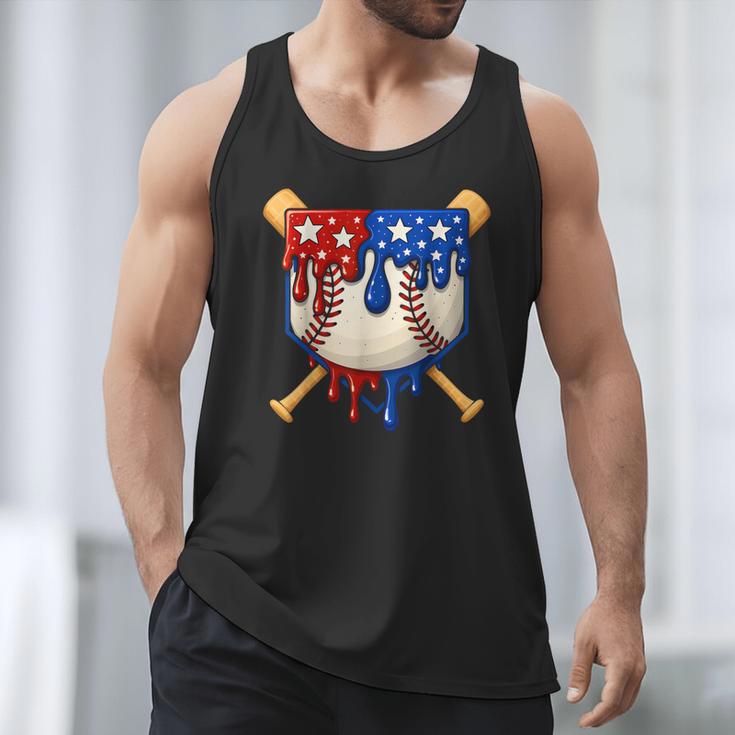 Baseball Drip American Flag Home Plate 4th Of July Patriotic Men Tank Top Baseball Drip American Flag Home Plate 4th Of July Patriotic Men Tank Top