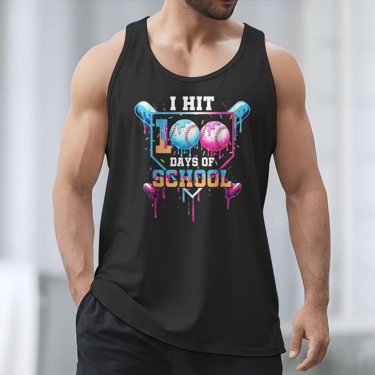 Baseball Ice Cream Drip I Hit 100 Days Of School Boys Kids Men Tank Top Baseball Ice Cream Drip I Hit 100 Days Of School Boys Kids Men Tank Top