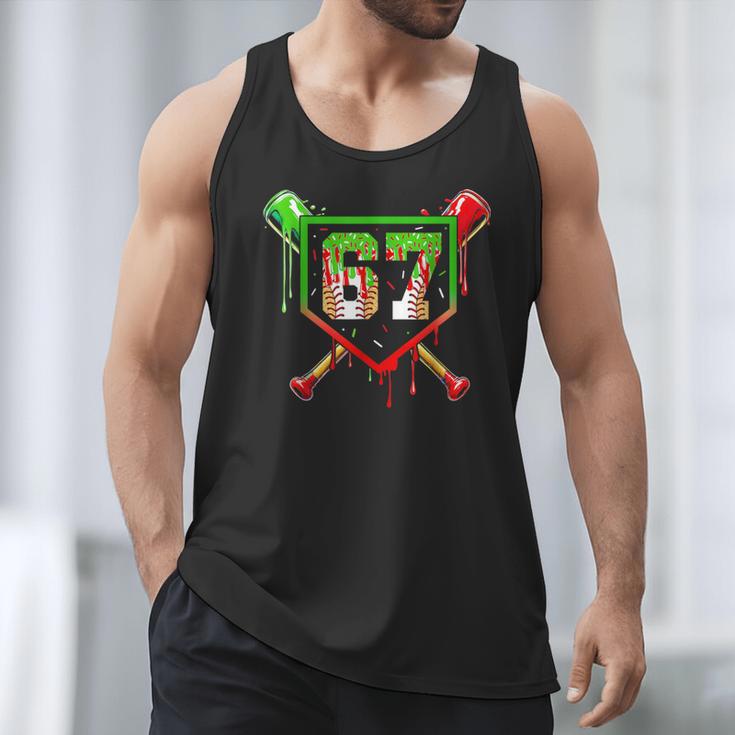 Baseball Ice Cream Drip Number 67 Player 6 7 Christmas Pjs Men Tank Top
