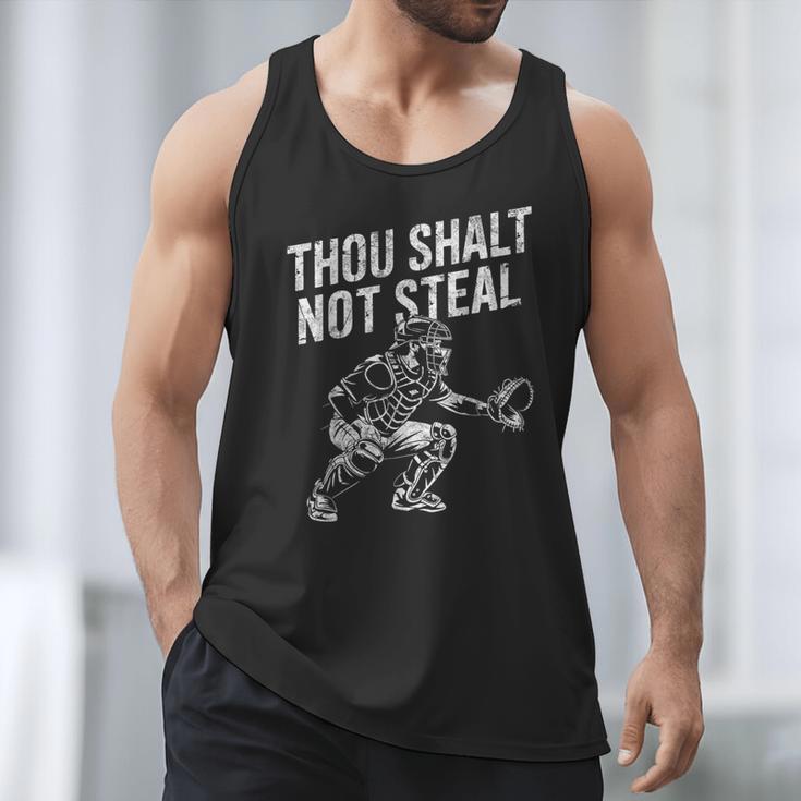 Baseball Player Catcher Thou Shalt Not Steal Coach Baseball Men Tank Top
