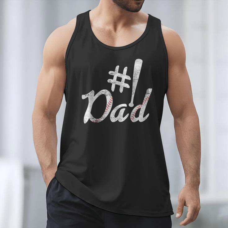 Baseball Player Dad Papa Fathers Day Number One Baseball Dad Men Tank Top