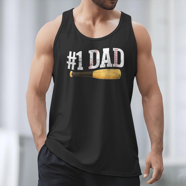 Baseball Player Dad Papa Number One Baseball Dad Fathers Day Men Tank Top