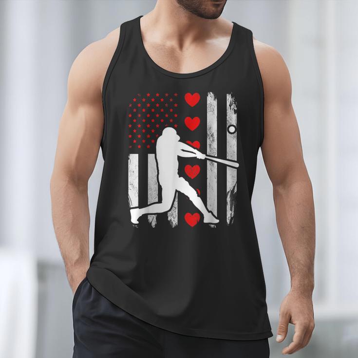 Baseball Silhouette Heart USA Flag Hearts American Boys Kids Men Tank Top