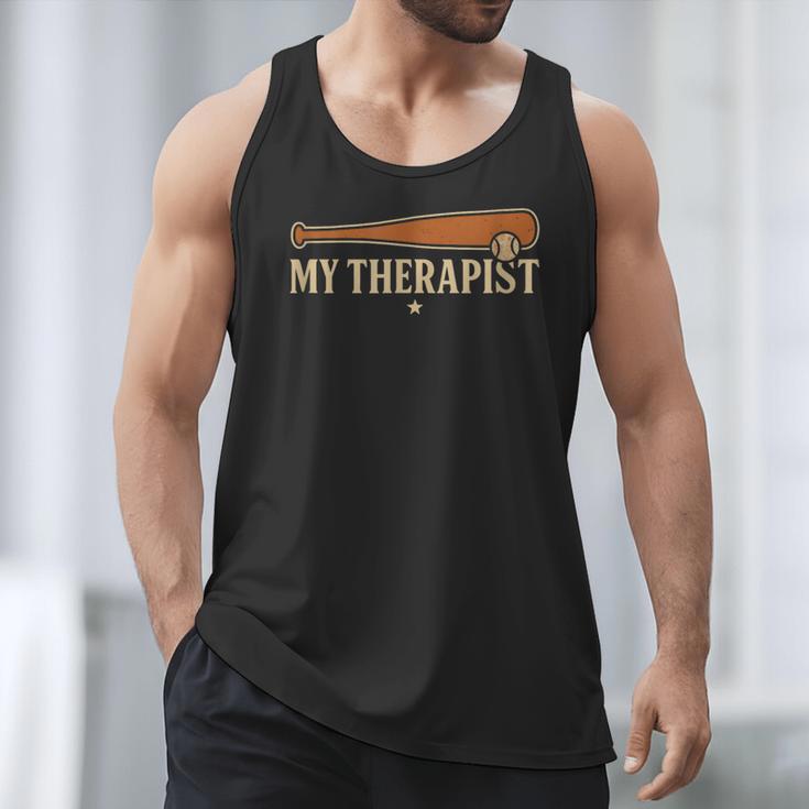 Baseball Tee My Therapist Bat Men Women Kids Men Tank Top