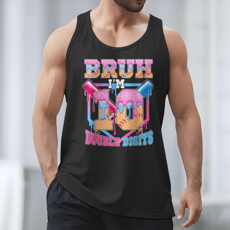 Boys 10 Double Digits 10th Birthday Ice Cream Baseball Drip Men Tank Top