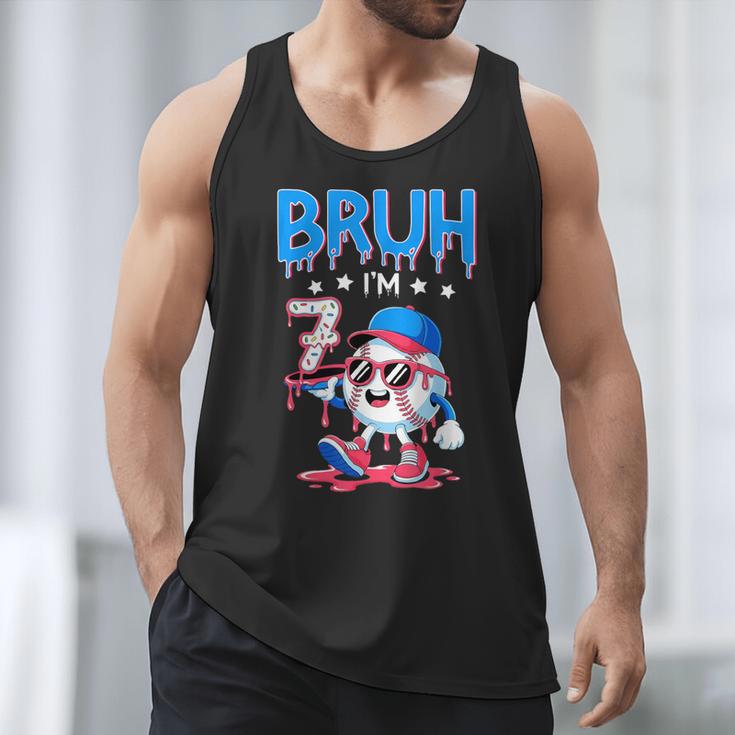 Bruh I'm 7 Baseball Ice Cream Drip It's My 7th Birthday Men Tank Top